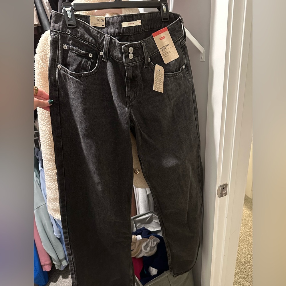 Levi's Women's Black Baggy Super Low Jeans